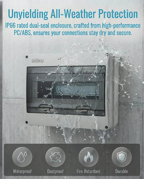 12 Way HT Circuit Breaker Box Distribution Protection Enclosure With IP66 Waterproof Dustproof Rating For Industrial Electrical Panels And Built Tough Circuit Management In Harsh Environments, 255x200x105 mm PC/ABS