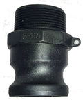 One And A Half Inch Marine Pumpout Adapter With NPT Threads For Holding Tanks, Polypropylene Camlock Coupling, black fitting close-up