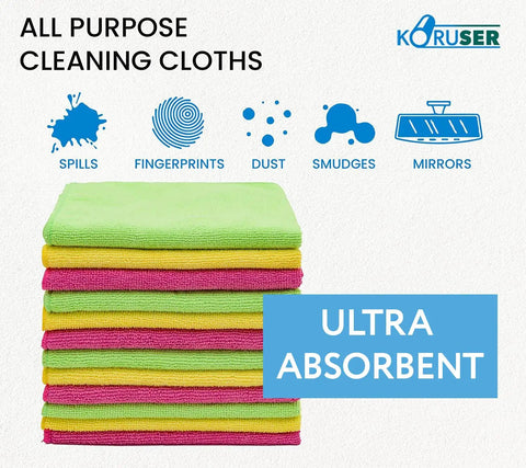 Ultra Soft Microfiber Cloths Reusable And Washable Do It All All Purpose Indoor Outdoor Cleaning Dusting Polishing 12 Pack