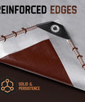 Heavy Duty Tarp 10x12 Ft 12 Mil Waterproof With Grommets Tough As Nails showing reinforced silver and brown edges
