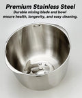 Heavy Duty Kitchen Game Changer Electric Dough Mixer With Auto Ferment Mode 7.4Qt stainless steel bowl and mixing blade.