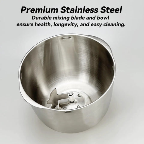 Heavy Duty Kitchen Game Changer Electric Dough Mixer With Auto Ferment Mode 7.4Qt stainless steel bowl and mixing blade.