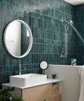 Bathroom with modern fixtures, featuring Aromatherapy Shower Combo With Dual Showerheads Handheld And Rain Shower INLY Capsule Technology.