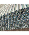 Smooth Operator Stainless Steel Conveyor Roller Idler With Adjustable Shaft Length Up To Forty Inches arranged in neat rows, showing multiple units