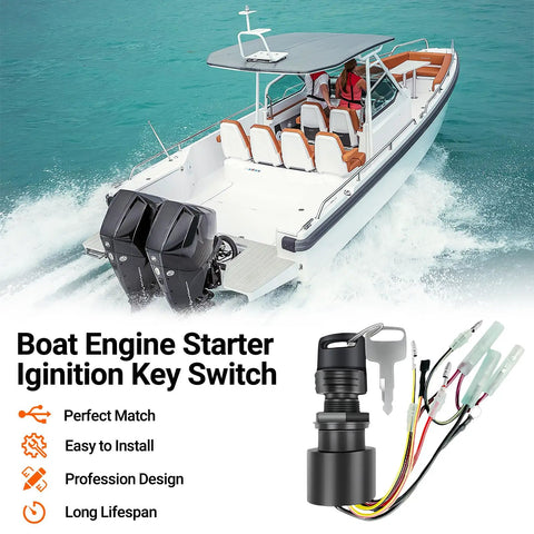 Boat Ignition Switch Replacement For Outboard Motor Control Box With 2 Keys, 3 Position, 6 Wire Connectors, boat visual