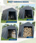 Portable Outdoor Storage Shed With Roll Up Zipper Door And Vent 240G Built Tough Waterproof PE Tarp UV Resistant Carport images