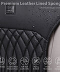 All Season Waterproof Nappa Leather Car Seat Protector and Seat Saver, black, with breathable cushions and storage pocket detail