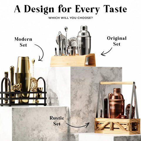 Mixology Bartender Kit Bar Set For Home Bar Enthusiasts 14-Piece Shaker Set with 28oz Boston Shaker Brass and Black Finish Options