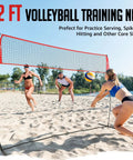 12Ft Volleyball Training Net For Backyard Play, Portable Freestanding Practice Net With Height Adjustable Frame on beach