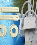 Deck Mount Conversion Kit For 7200 Roll Guard A-Frame Pool Ladders No Brainer Upgrade For Above Ground Pools Warm Gray installed