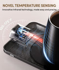 Smart Coffee Mug Warmer Set Keeps Your Brew Hot All Day With Real Time Temperature Readout showing infrared sensing technology