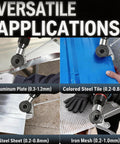 Upgraded Electric Drill Plate Cutter With Dual-Wheel Metal Nibbler System for aluminum plate and steel sheet cutting applications.