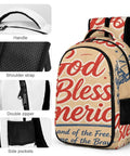Patriotic USA Poster Print Backpack For Everyday Use, Unisex Large Capacity Daypack with visible handle, strap, and pockets