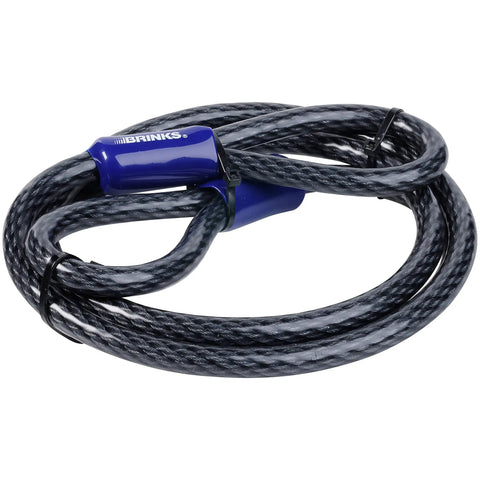Heavy Duty Steel Braided Loop Cable With Vinyl Wrap Seven Feet Long Five Eighth Inch Diameter Corrosion Protection Black Finish