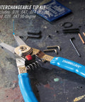 Snap Ring Pliers 927 Pro Grade For Internal And External Circlips Five Tip Set Ultra Versatile on workbench close-up