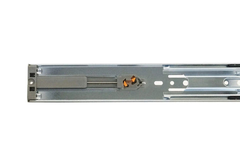 Close-up of Heavy Duty 20 Inch Drawer Slides With Soft Close, Full Extension, Over Travel in steel for cabinets
