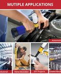 Heavy Duty Pneumatic Rivet Gun With Four Swappable Nozzles For Aluminum Steel Iron Fasteners in use for automotive applications.