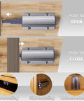 4 Pack Magnetic Push To Open Latches for Cabinets and Drawers showing open and close mechanism with mounting options.