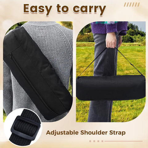 Waterproof Grill Utensil Storage Bags Set Of 2 For BBQ Tools, shown as a black foldable Oxford cloth pouch with shoulder strap.