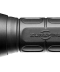 Rugged Tactical LED Flashlight Delivering 600 Lumens Single Output With Click Switch Tailcap For Momentary Or Constant On Tough Reliable Everyday Carry For Outdoor And Pro Use In Black showing side view of black polymer body.