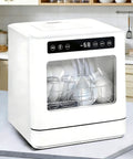 Compact Countertop Dishwasher Packing Eight Place Settings Five Heavy Duty Wash Cycles Dual Spray Arms And A Scalding Hot Rinse, showing clean dishes inside.