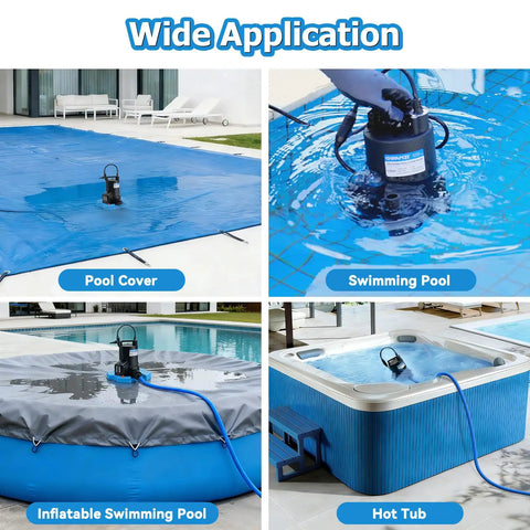 Half Horsepower Pool Cover Pump With Automatic On Off 3500 GPH Submersible Water Pump Includes Filter Net
