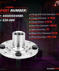 Front Wheel Hub Assembly Driver And Passenger Side For Honda Civic 1992-2000 Dx Cx Lx Gx And 1996-2000 Civic Hx Plus 1993-1997 Del Sol Si S Bearing Hub Replacement Exact Fit Bolt On Ride Ready Durable, displaying product dimensions and specifications.