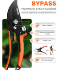 Eight Point Five Inch Stepless Handle Pruning Shears Bypass Garden Clipper For Heavy Duty Plant Pruning SK5 Steel Blades