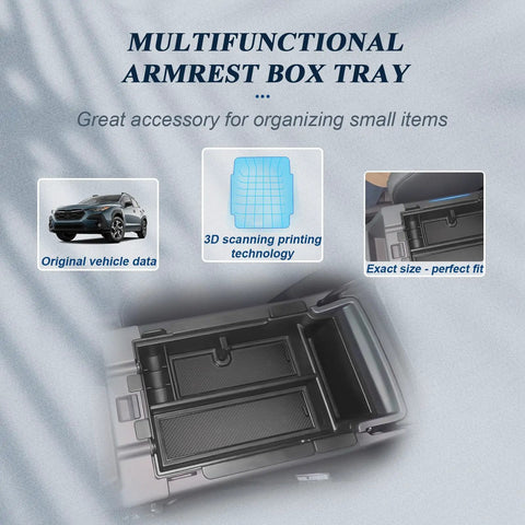 Two Pack Center Console Organizer For Subaru Crosstrek And Impreza 2023 To 2026 Custom Fit Double Layer Tray showcased in car interior