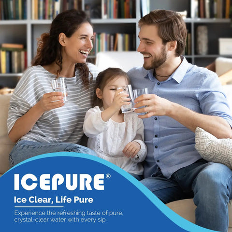 Family enjoying water with Refrigerator Water Filter Replacement For LG LT800P And Kenmore 9490 Series, sitting on a couch