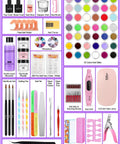 All In One Acrylic Nail Kit For Beginners With 42 Colors Glitter Powder And Monomer Liquid Pro Grade UV LED Lamp Electric Nail Drill