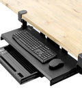 Under Desk Keyboard Tray With Pull Out Platform Extra Sturdy C Clamp Mount Big 33 Inch Wide 11 Inch Deep Built In Pencil Drawer
