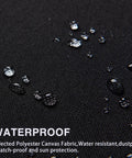 Heavy Duty Waterproof Canvas Repair Patches 9x11 Inch 3 Pack Self Adhesive Fabric Tape For Tents Boats And Patio That Sticks Like Glue Built To Last Black with water droplets.