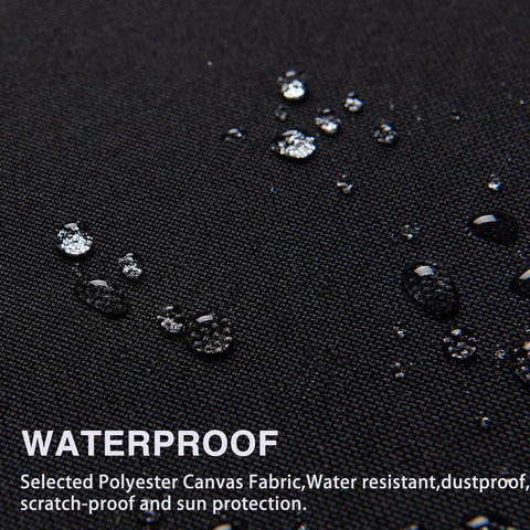 Heavy Duty Waterproof Canvas Repair Patches 9x11 Inch 3 Pack Self Adhesive Fabric Tape For Tents Boats And Patio That Sticks Like Glue Built To Last Black with water droplets.