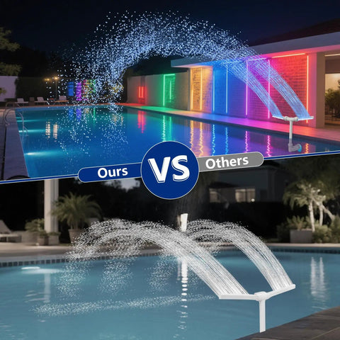 Dual Spray Pool Fountain With Lights For Above Ground And Inground Pools, High Pressure Waterfall Jets Up To 14 Feet