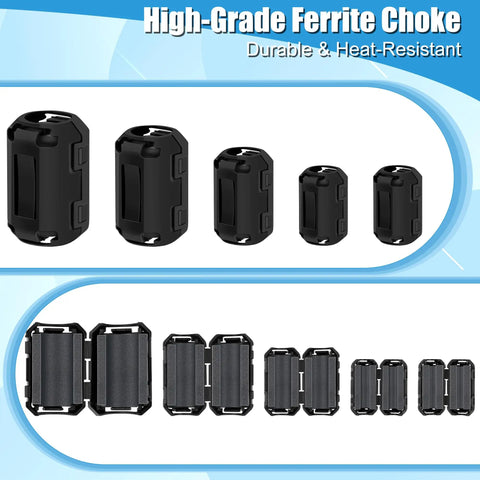 25 Piece Clip On Ferrite Core Bead Set For Cables EMI RFI Noise Suppressor Fits 3 5 7 9 13 mm Diameters Ideal For DIY Electronics