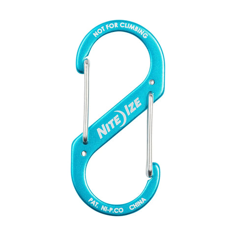 Size 3 S Biner Dual Carabiner Aluminum With Dual Gates And Two Clip Points For Keys Gear Backpack Belt Loop Blue Finish