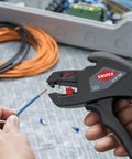 Insulation Strippers For Wires Compact Automatic Cable Stripping Tool That Adjusts To 0.2 To 6 Mm2 Cables in use