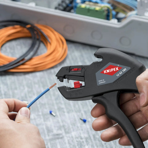 Insulation Strippers For Wires Compact Automatic Cable Stripping Tool That Adjusts To 0.2 To 6 Mm2 Cables in use