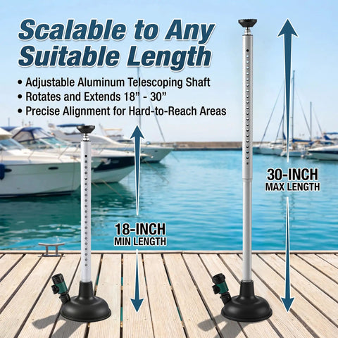 Adjustable Inboard Engine Flusher With Telescoping Shaft Universal Marine Grade PVC Round Cup Flusher With Valve Garden Hose Connector Black Heavy Duty Inboard Cooling System Cleaner For Gas Or Diesel