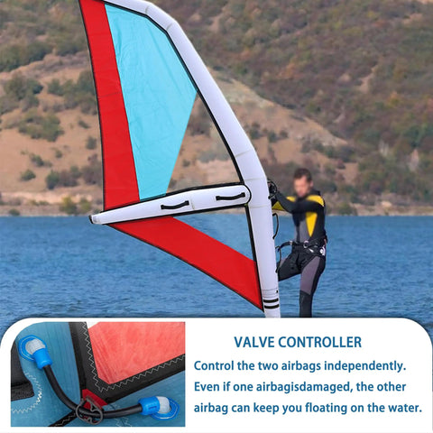 4.2 Square Meters Inflatable Wing Foil Sail For Wing Foiling, SUP And Kitesurfing with valve controller shown on water