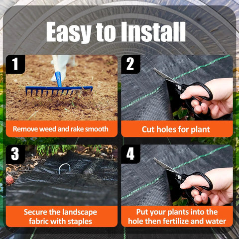 Steps to install Tough As Nails Heavy Duty Woven Weed Barrier Fabric Ground Cover Mat 5 x 10 Feet Three Pack For Your Yard And Garden Landscape Permeable Weed Blocker With Air And Water Flow Keeps Weeds Out While Feeding Plants