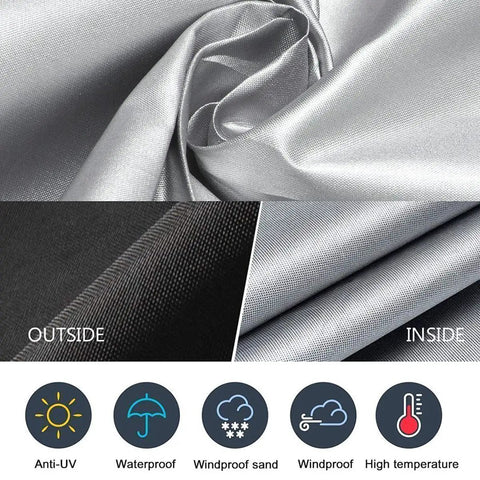 Close-up of fabric layers used in 48 Inch Fire Pit Cover For 45 To 48 Inch Round Fire Pits Waterproof Windproof Dustproof UV Resistant Heavy Duty Outdoor Patio Shield Fits Most Fire Pit Tables Black.