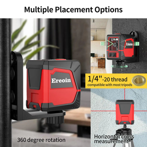 Self Leveling Cross Laser Level With Vertical And Horizontal Lines 360 Degree Rotation IP54 Waterproof For Indoor And Outdoor Picture Hanging Bright Class II Red Laser Lock Switch For Quick Alignment And Easy Setup, 1/4-20 tripod mount