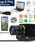 Pro Grade USB Camera 1080P Full HD 2MP Industrial Machine Vision With 2.8-12mm Varifocal CS Mount Lens Manual Focus High Frame Rates