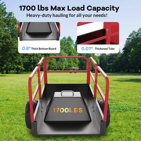 Beast Of A 1700 Lbs Heavy Duty Steel Dump Trailer For Yard And Farm Use with 0.8" thick bottom board and reinforced sides