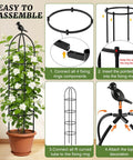 Step-by-step assembly of Obelisk Garden Trellis For Climbing Plants 6 Ft Rustproof Plastic Coated Metal Vine Support Cage For Pots