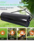 Beefy Iron Lawn Roller With 26 Gal Capacity And 220 Lb Load For Tough Yard Work, 40 Inch Wide, ATV Tow Behind, black design