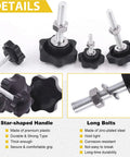 Top Shelf M4 M6 M8 Star Knob Assortment With 304 Stainless Steel Hex Nuts And Washers Easy Grip Hand Tightening Screws showing various sizes and star-shaped handles.