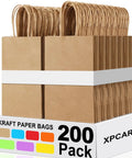 Bulk 200Pcs Kraft Paper Gift Bags With Handy Handles 5.25x3.25x8.25 Inches Durable Brown Gift Wrap Bags for Retail Display